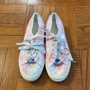 Superga x LoveShackFancy Cotton Candy Pink Blue Lace Sneakers